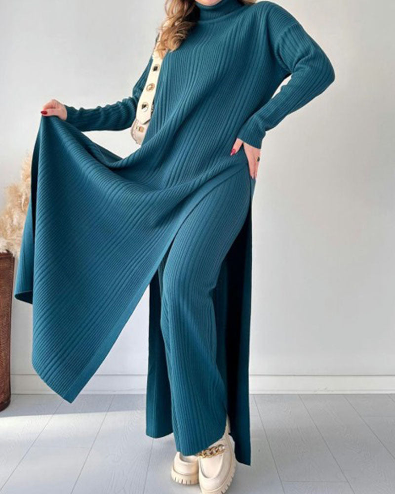 Rochie Maxi Tricotată cu Design Relaxat