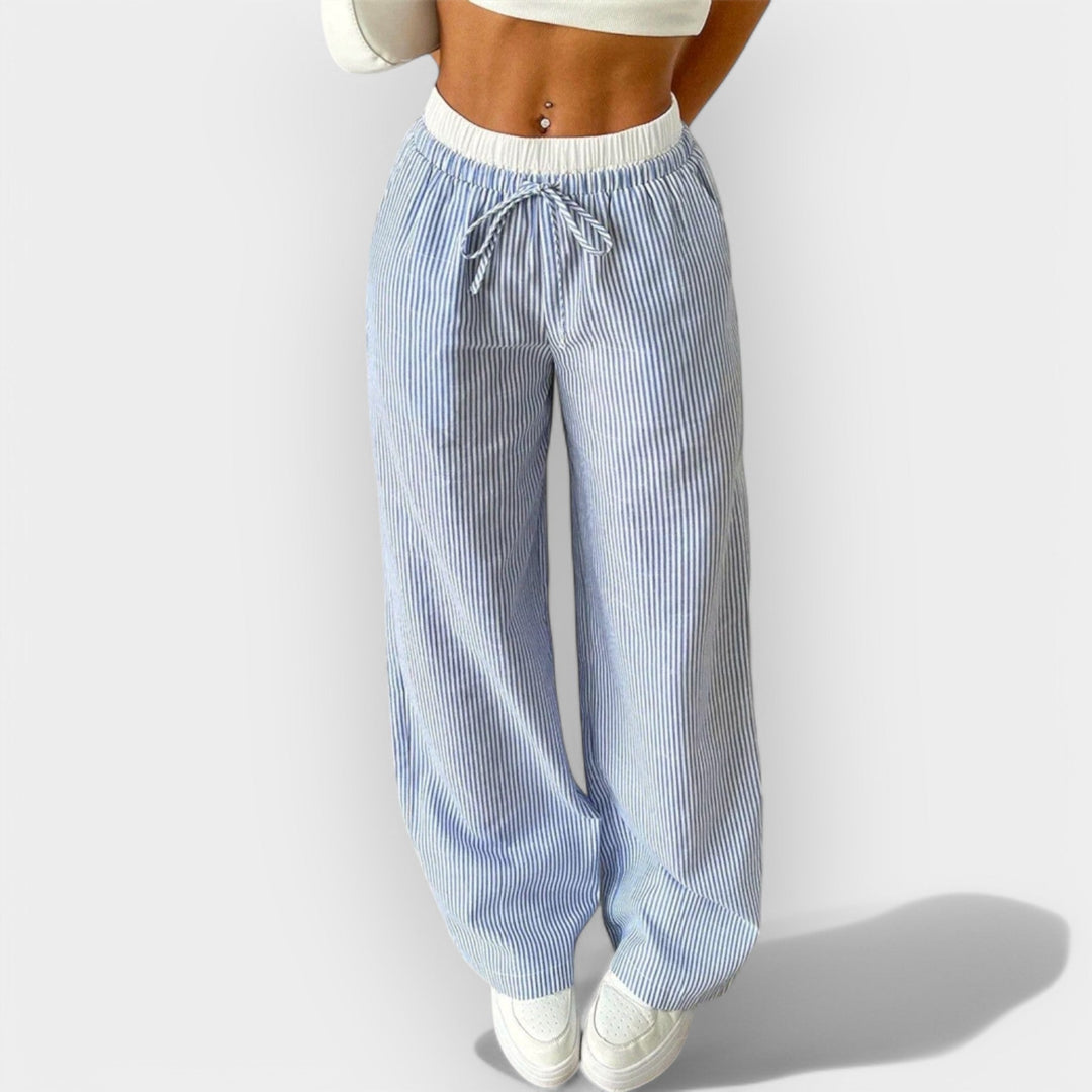 Pantaloni Oversized cu Dungi