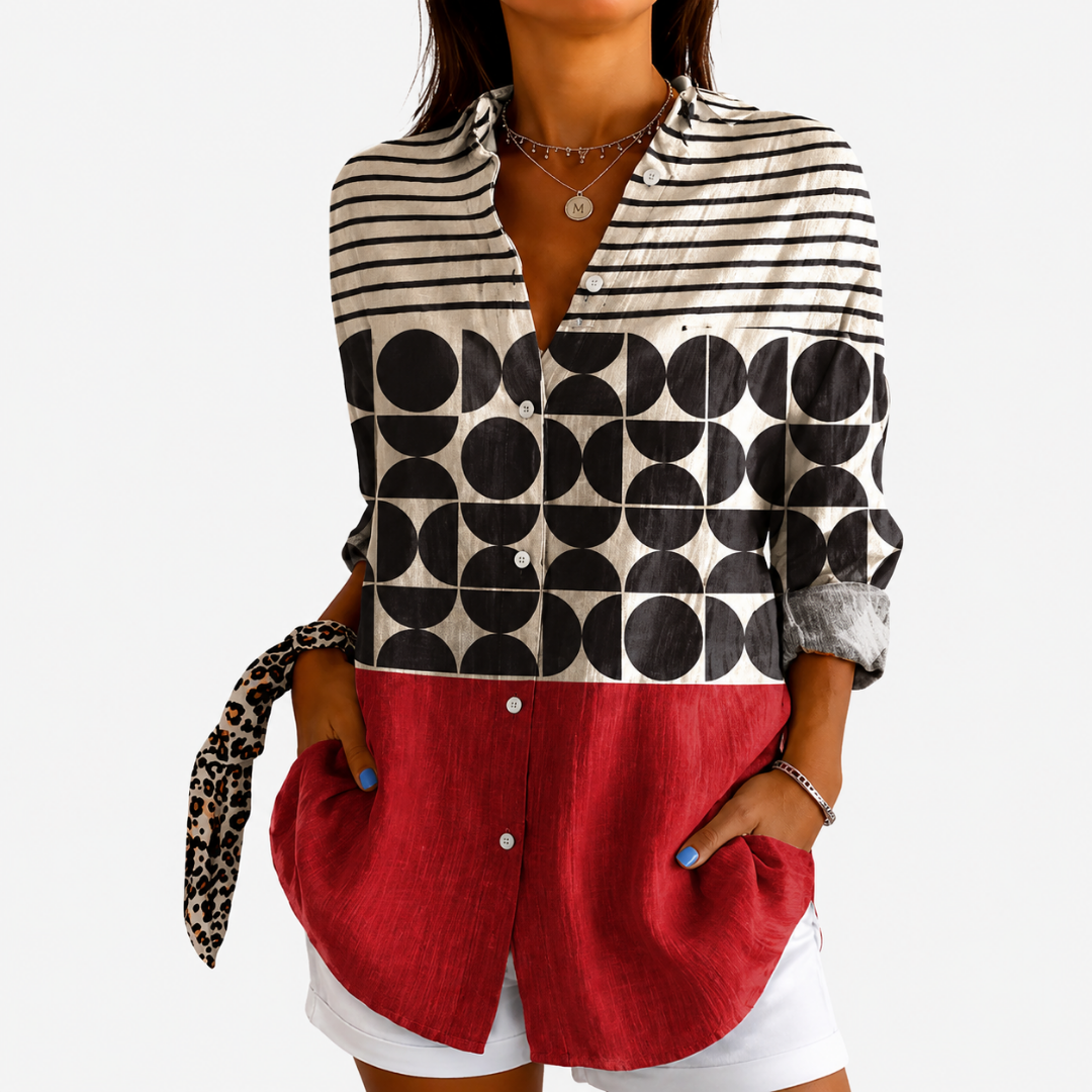 Ginette | Bluză Colorblock Retro Charme