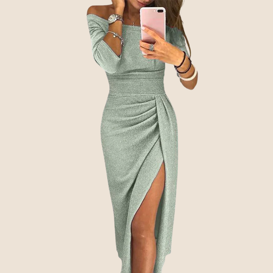 Isabelle | Rochie maxi elegantă cu guler halter și o croială frumoasă, fluidă