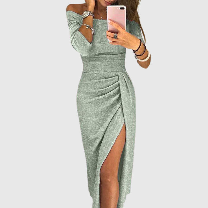 Isabelle | Rochie maxi elegantă cu guler halter și o croială frumoasă, fluidă