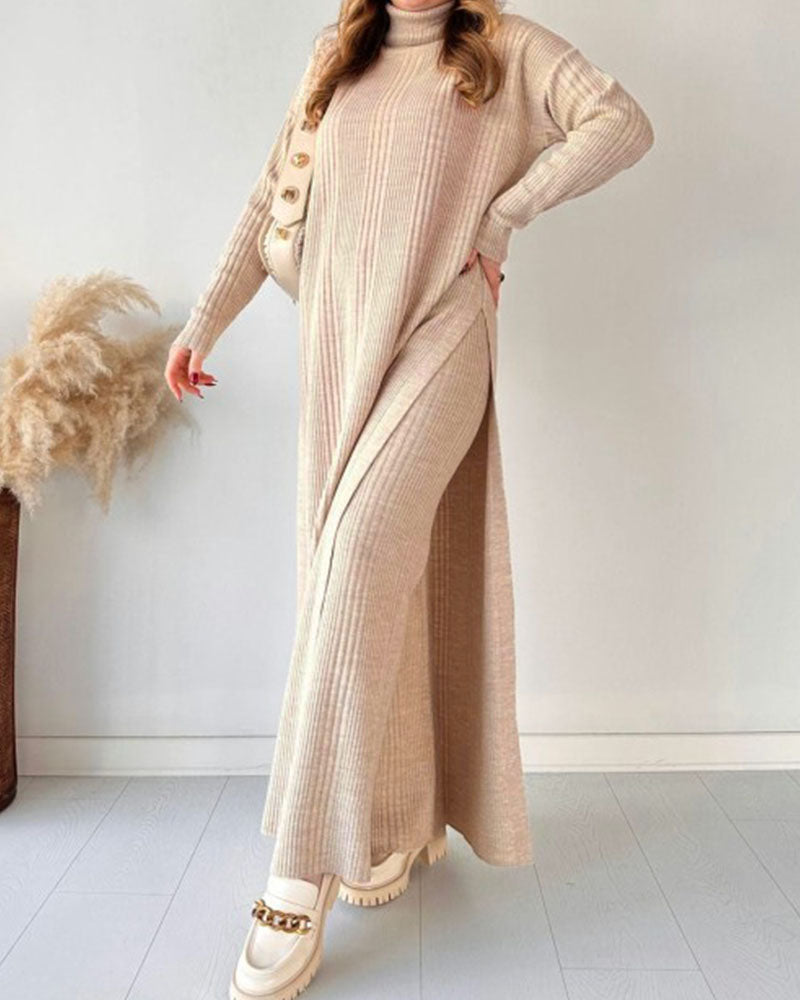 Rochie Maxi Tricotată cu Design Relaxat