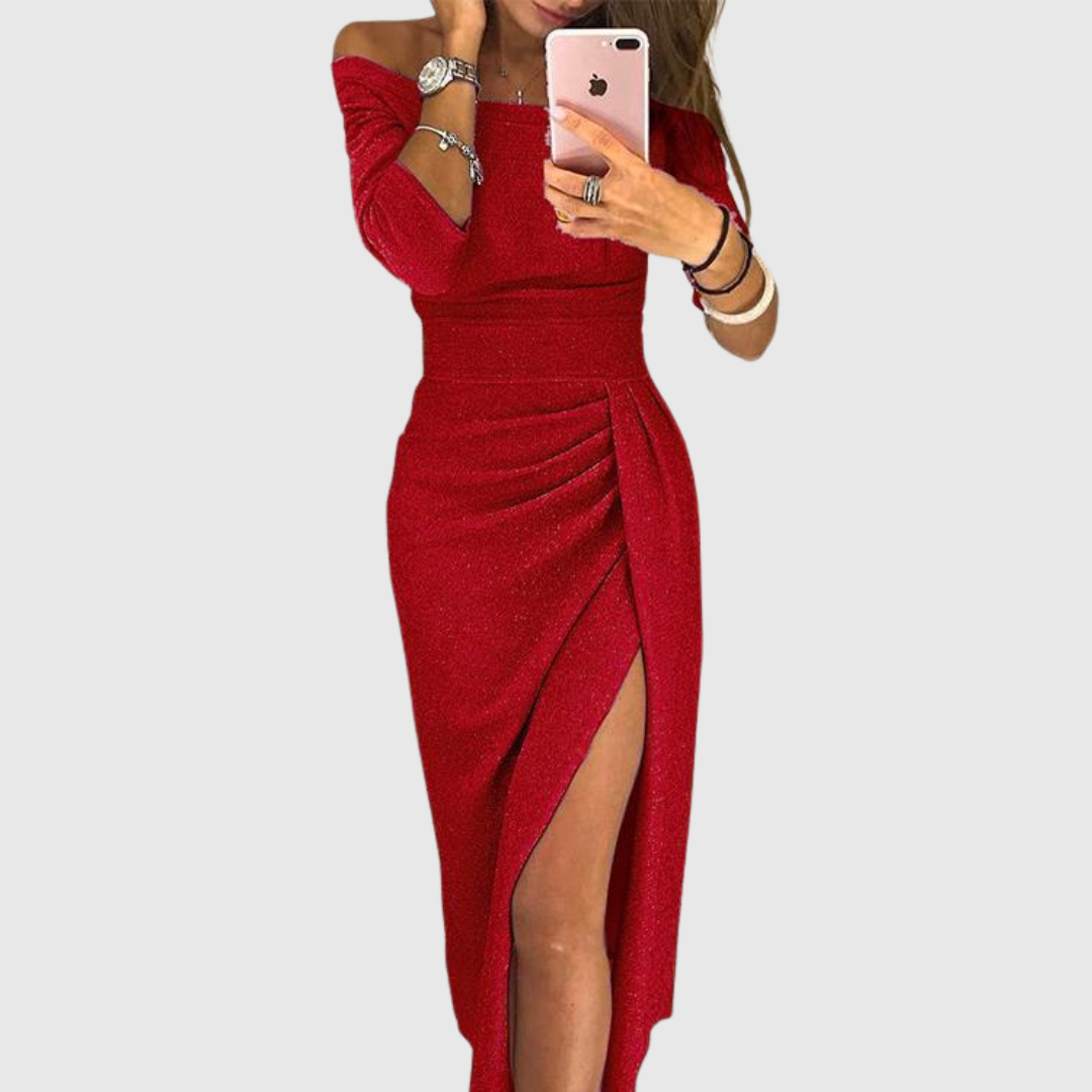 Isabelle | Rochie maxi elegantă cu guler halter și o croială frumoasă, fluidă