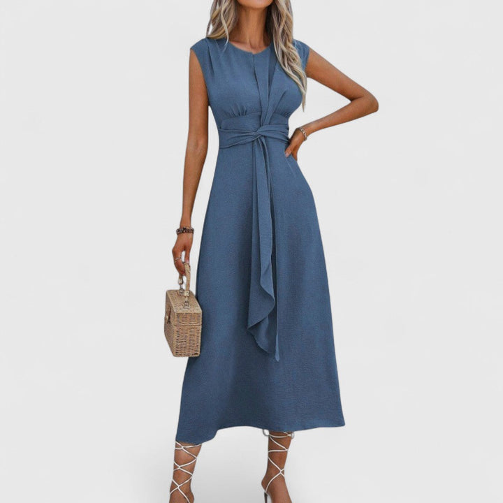 Rochie Maxi Vaporoasă Penelopa Fără Mâneci cu Decolteu Rotund Flattering