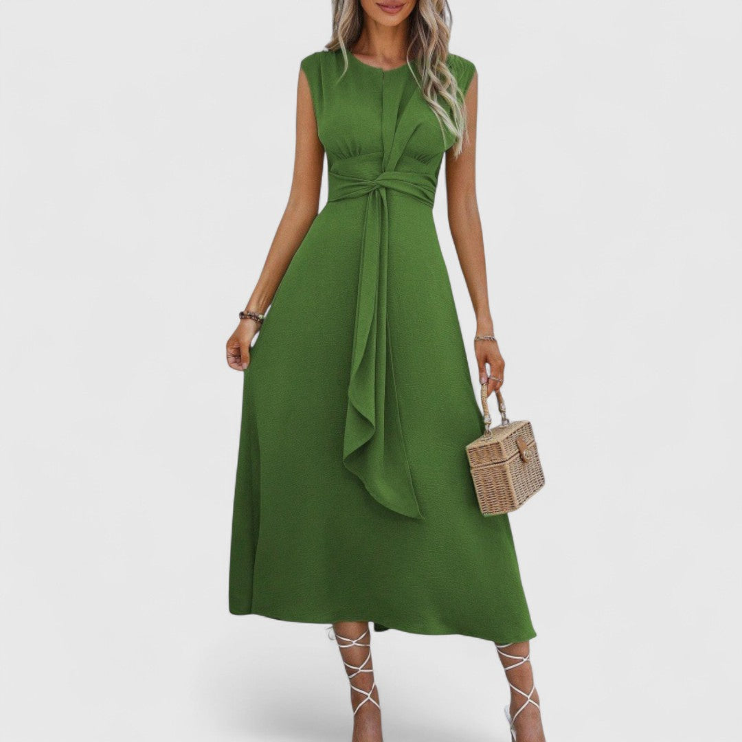 Rochie Maxi Vaporoasă Penelopa Fără Mâneci cu Decolteu Rotund Flattering