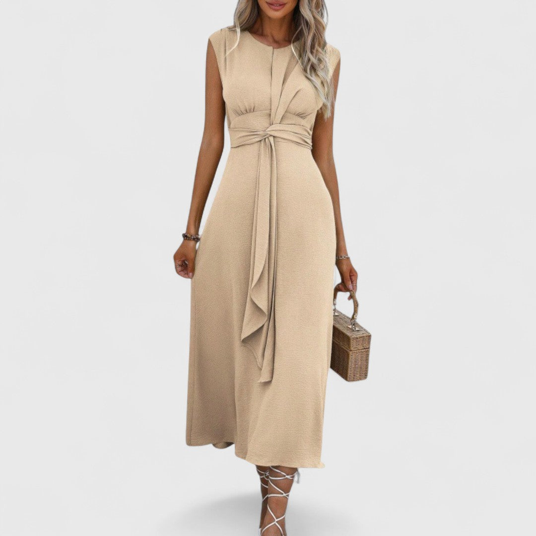 Rochie Maxi Vaporoasă Penelopa Fără Mâneci cu Decolteu Rotund Flattering