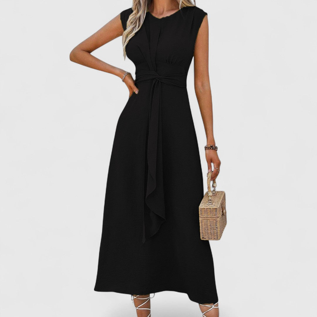 Rochie Maxi Vaporoasă Penelopa Fără Mâneci cu Decolteu Rotund Flattering