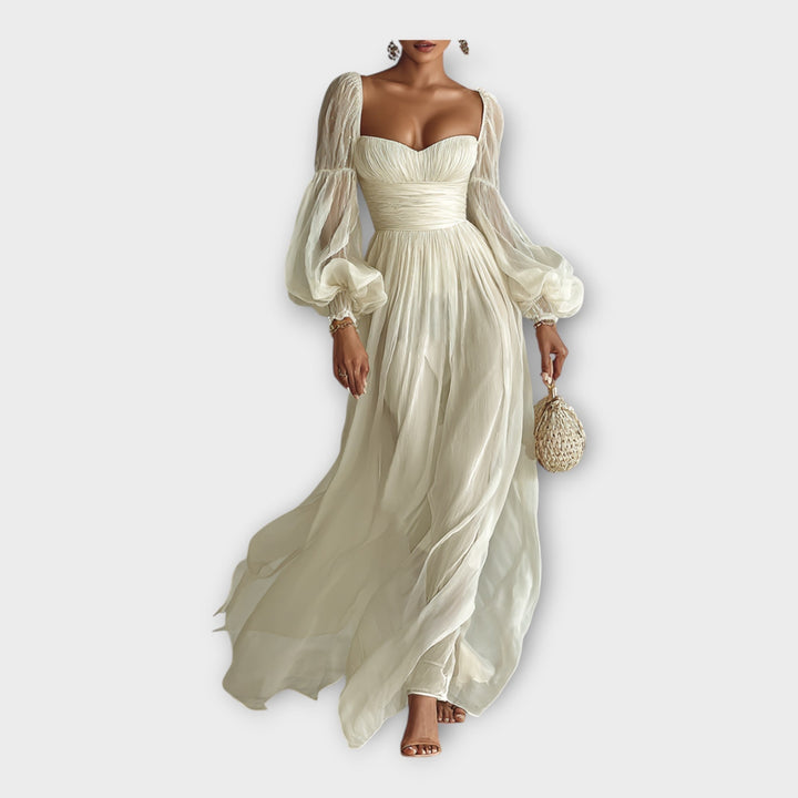 Rochie maxi vaporoasă cu design romantic