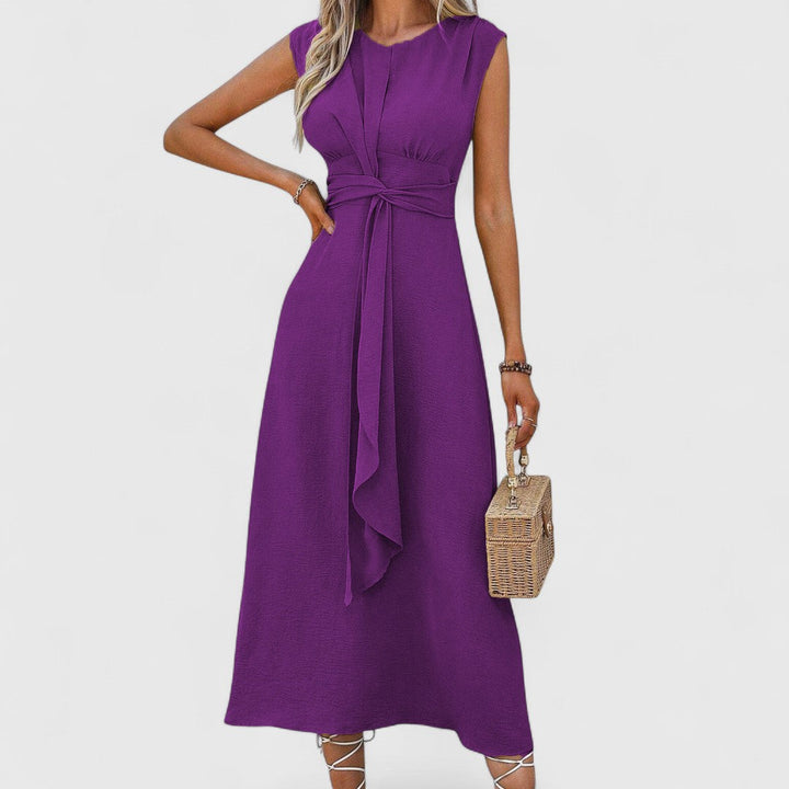 Rochie Maxi Vaporoasă Penelopa Fără Mâneci cu Decolteu Rotund Flattering