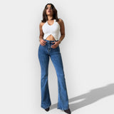 Doina - "Jeans Flare cu Talie Înaltă" can be rewritten as "Jeans Flare cu Talie Înaltă pentru Un Look Elegant".