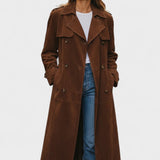 Mille - Trenchcoat elegant din piele întoarsă