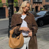 Mille - Trenchcoat elegant din piele întoarsă