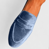 Olivia - Loafers albaștri din catifea