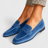 Olivia - Loafers albaștri din catifea