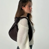 Eva - Sacou Mediu Sage din Material Textil pentru Umăr