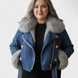 Thyra - Jachetă din denim cu căptușeală din blană sintetică