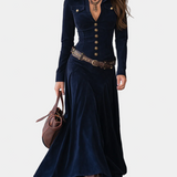 Cristina - Rochie lungă din suede cu slituri