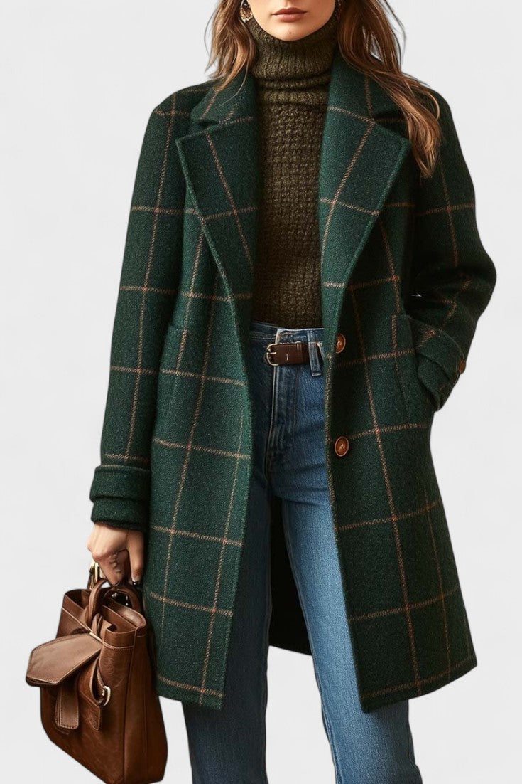 Yrsa™ | Palton elegant din tweed cu model în carouri