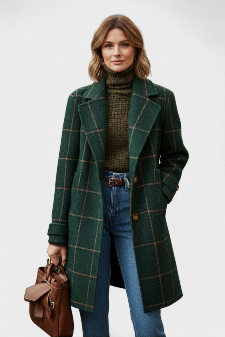 Yrsa™ | Palton elegant din tweed cu model în carouri