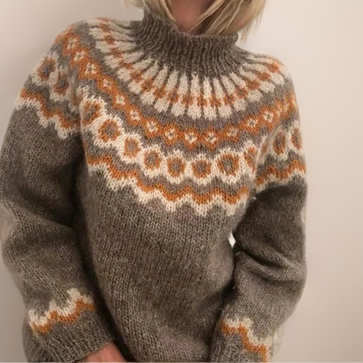 Kanerva - Pulover cu model în nuanța khaki-verde