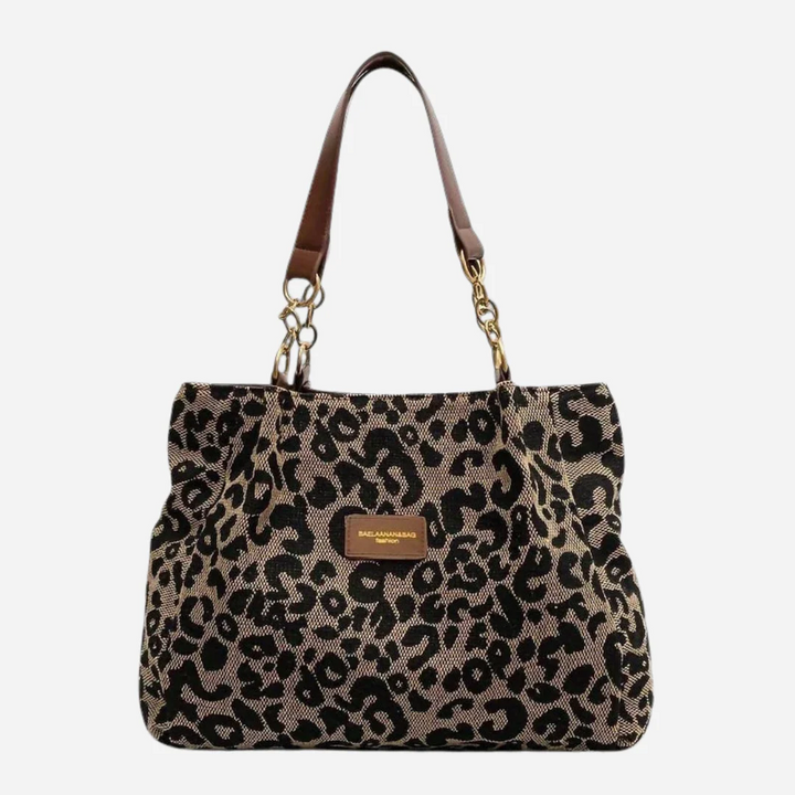 Geantă de cumpărături elegantă din pânză cu imprimeu leopard