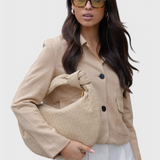 Aurora - Geantă Medie Violetă cu Detaliu Nod din Țesătură