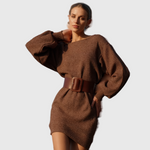 Vasia - Rochie Tricotată Mocha cu Croi Elegant - remove_bg