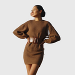Vasia - Rochie Tricotată Mocha cu Croi Elegant - remove_bg