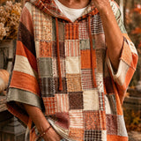 Roxana | Hanorac cu Glugă cu Model Patchwork Artistic